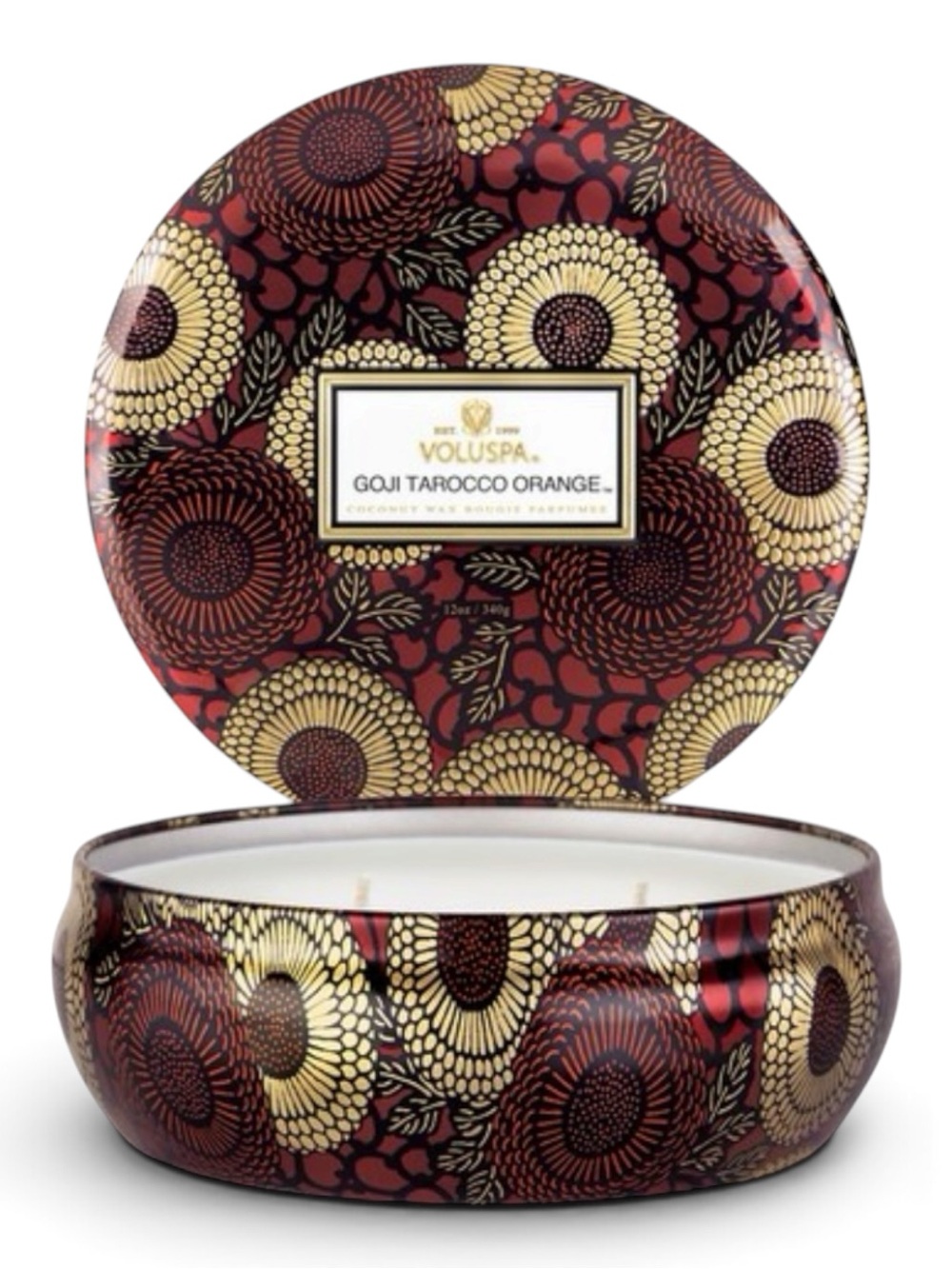VOLUSPA Goji Tarocco Orange 12oz 3-Wick Coconut Wax Candle in tin NEW
